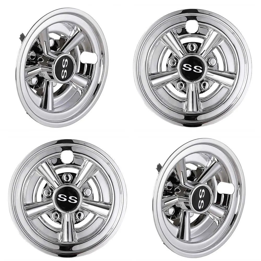 Yescom Ss Golf Cart Hub Caps Set (4) 8 In Chrome Ezgo Club Car Yamaha 1