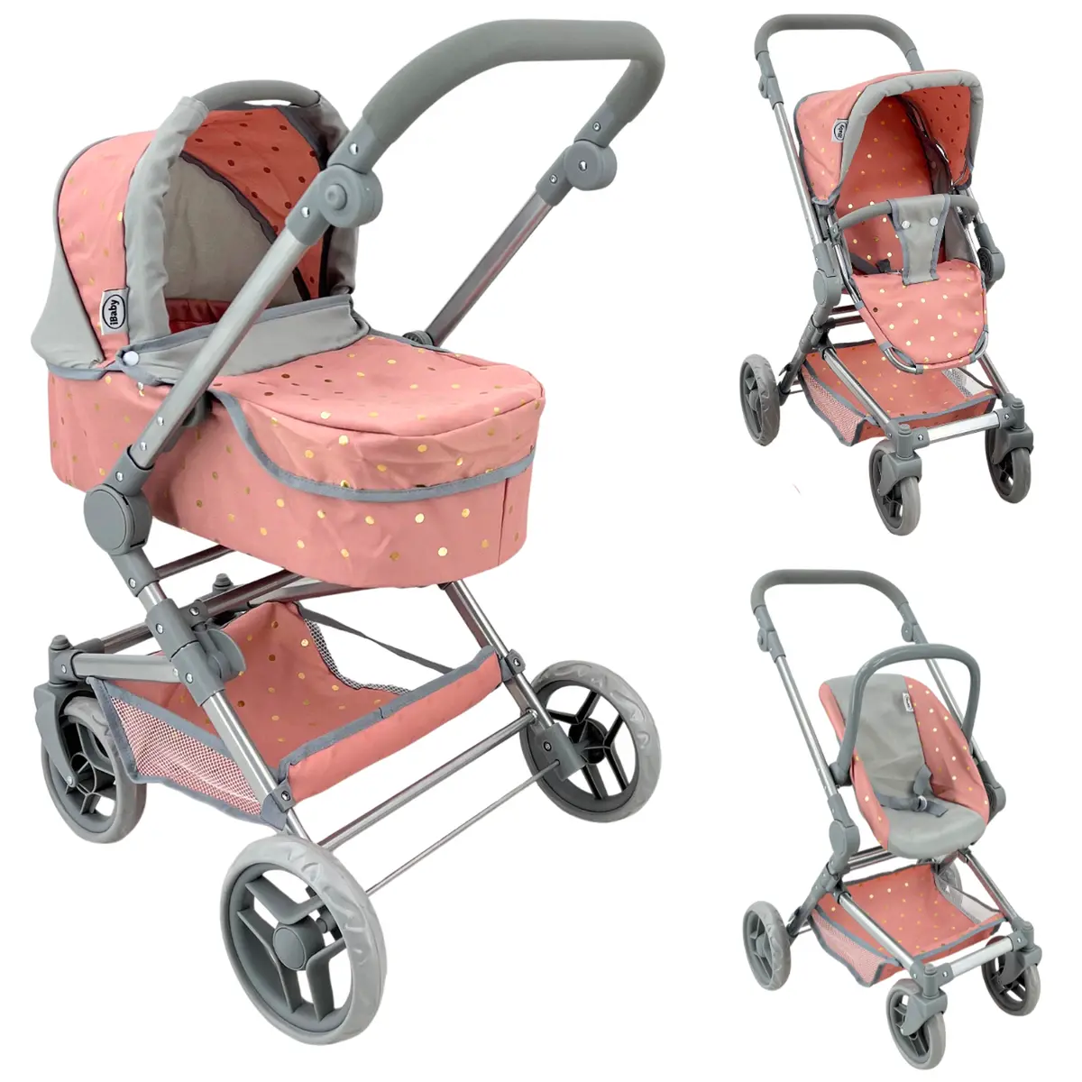 Carriolita De Juguete 3 En 1 Dots Grey Combo Tré Ibaby 1