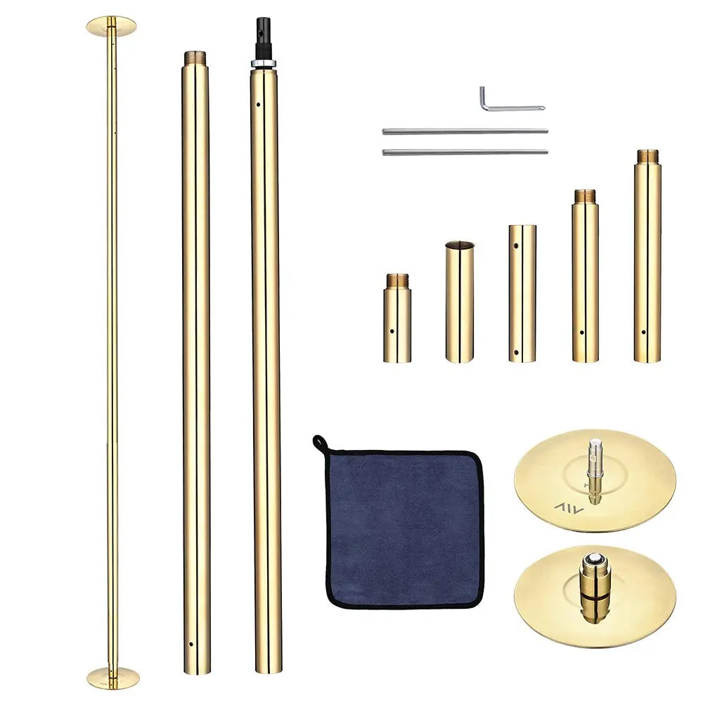 Yescom 10Ft Golden Portable Spinning Dance Pole D45mm 1