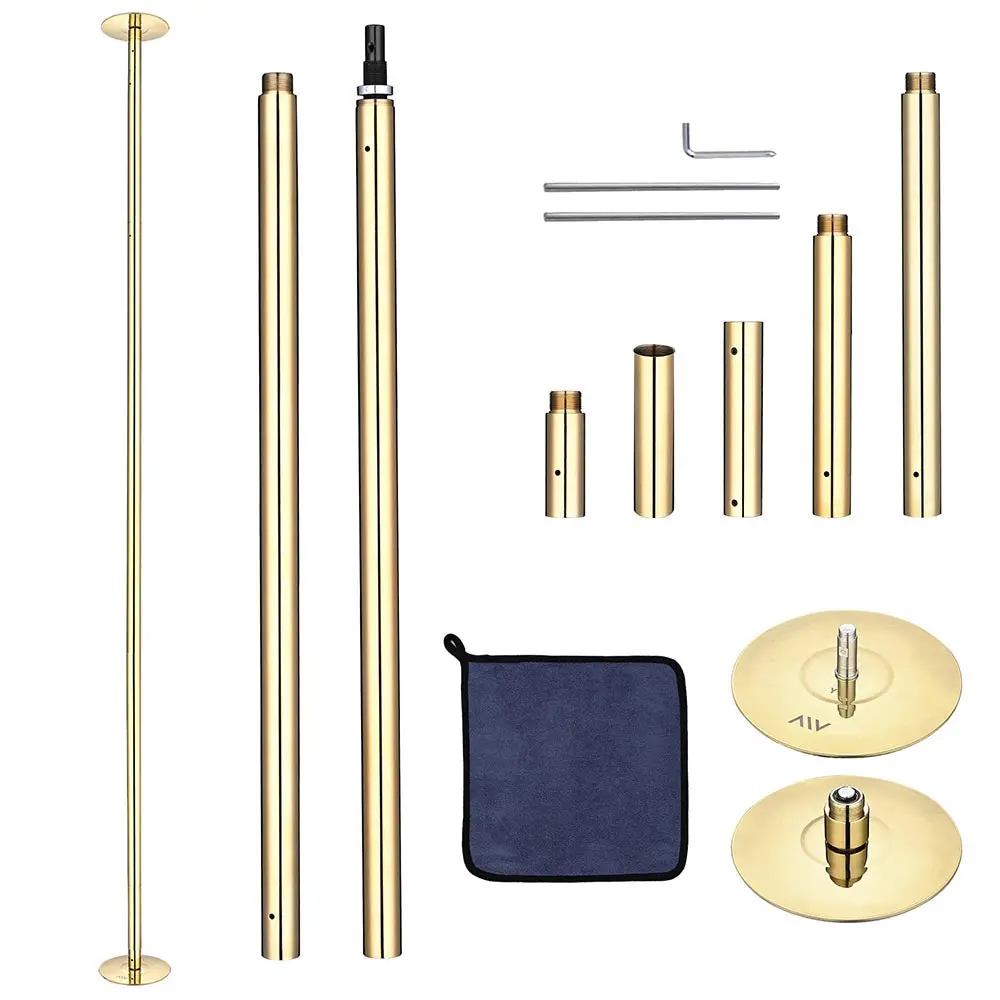 Yescom 10.8Ft Golden Portable Spinning Dance Pole D45mm 1