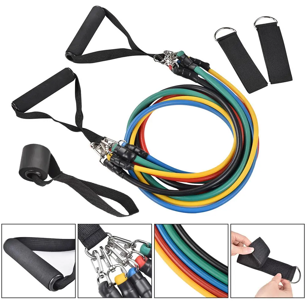Yescom Resistance Tubes Set, 5 Exercise Tubes With Handles 10-100Lbs 1