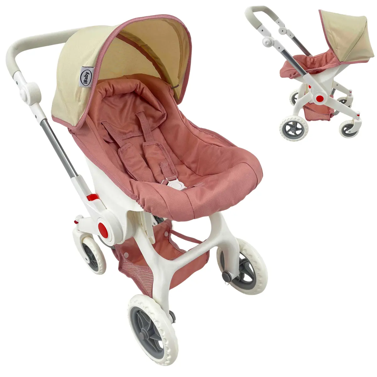 Carriola Para Muñeca Con Mango Reversible Plegable Donna 12882 Rosa Ibaby 1