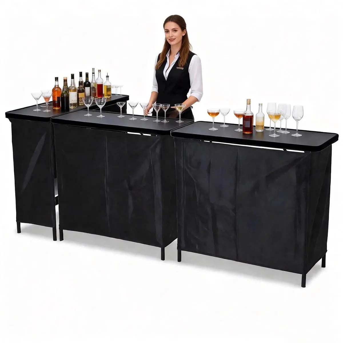 Yescom Folding Portable Bar Table With Storage Shelf 1