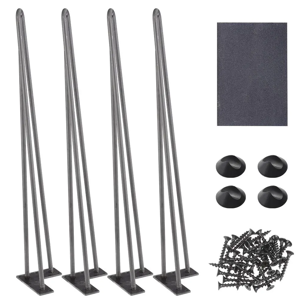 Yescom Hairpin Legs Metal 28 Inch W/ Feet Set Of 4, Raw Steel 1