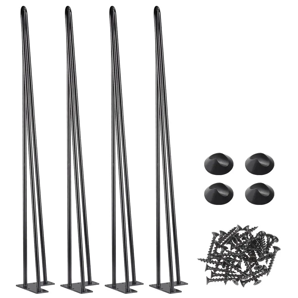 Yescom Hairpin Legs Metal 34 Inch W/ Feet Set Of 4, Black 1