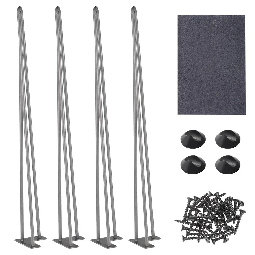 Yescom Hairpin Legs Metal 34 Inch W/ Feet Set Of 4, Raw Steel 1