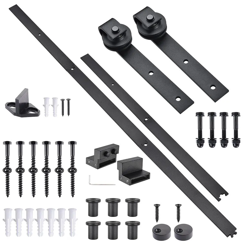 Yescom 6.6 Ft Sliding Barn Door Hardware Kit Aluminum Track Black 1