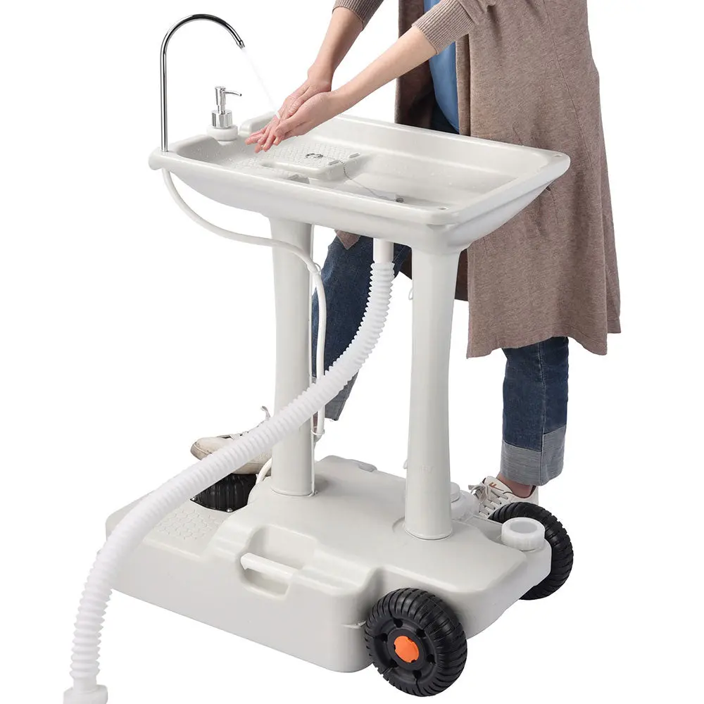 Yescom 8-Gal Foot Pump Hand Washing Station With Wheels Handle 1
