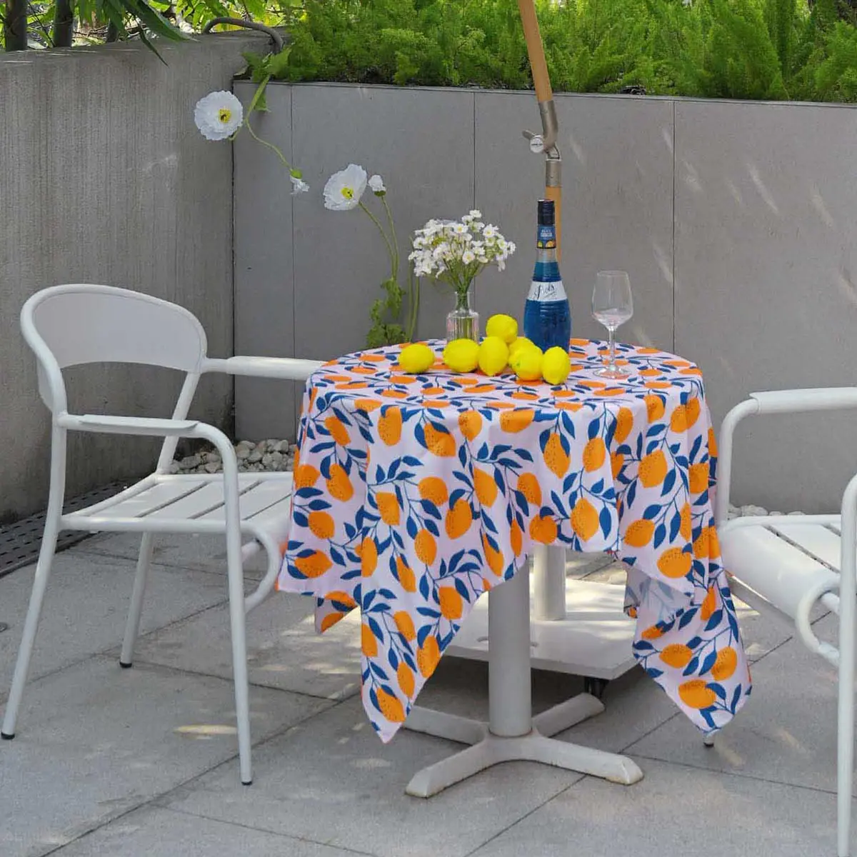 Lagarden Rectangle Tablecloth With Lemon Orange Seagull Print 43"X57" 1