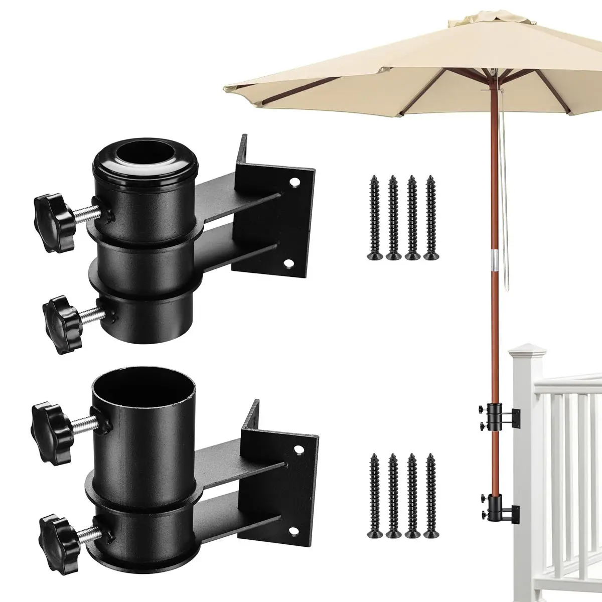 Yescom Patio Umbrella Mounting Brackets For Deck Railing (D2 5/16") 2