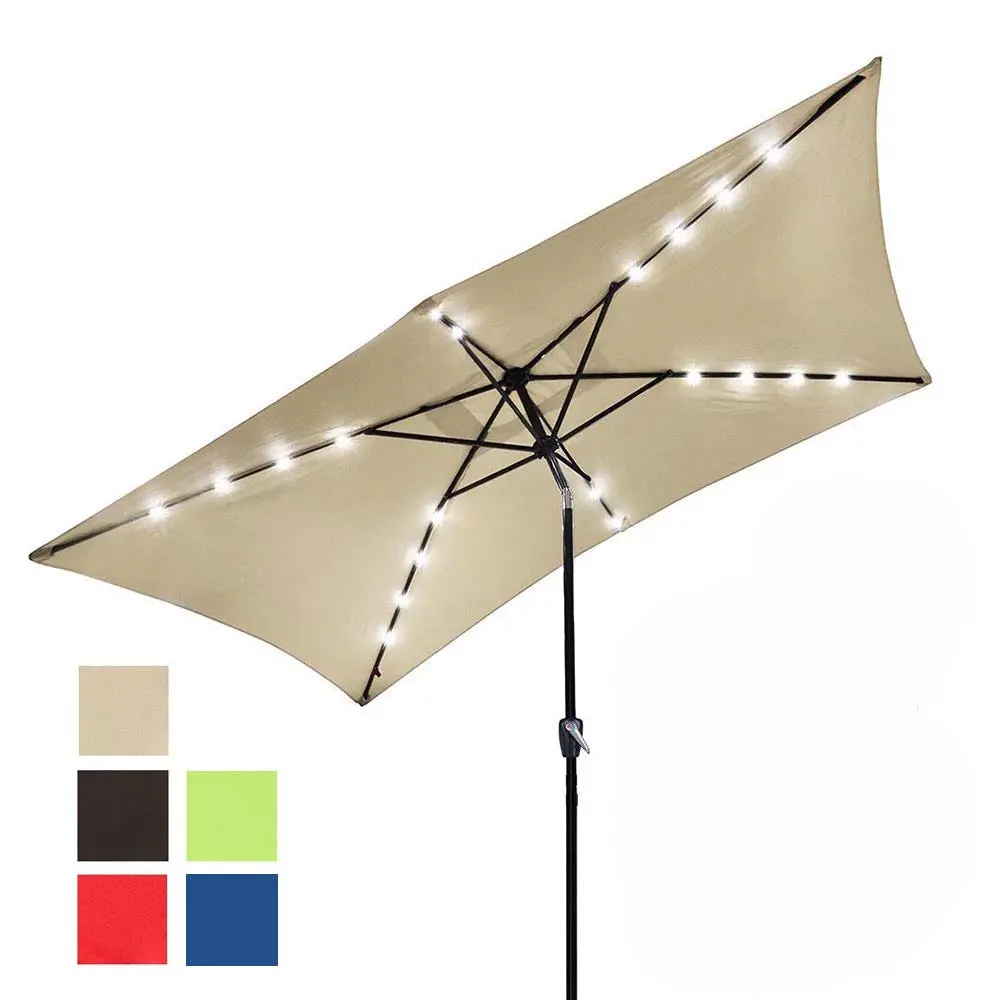 Yescom 10'X6.5' Solar Rectangle Outdoor Tilt Patio Umbrella Multiple Colors 1