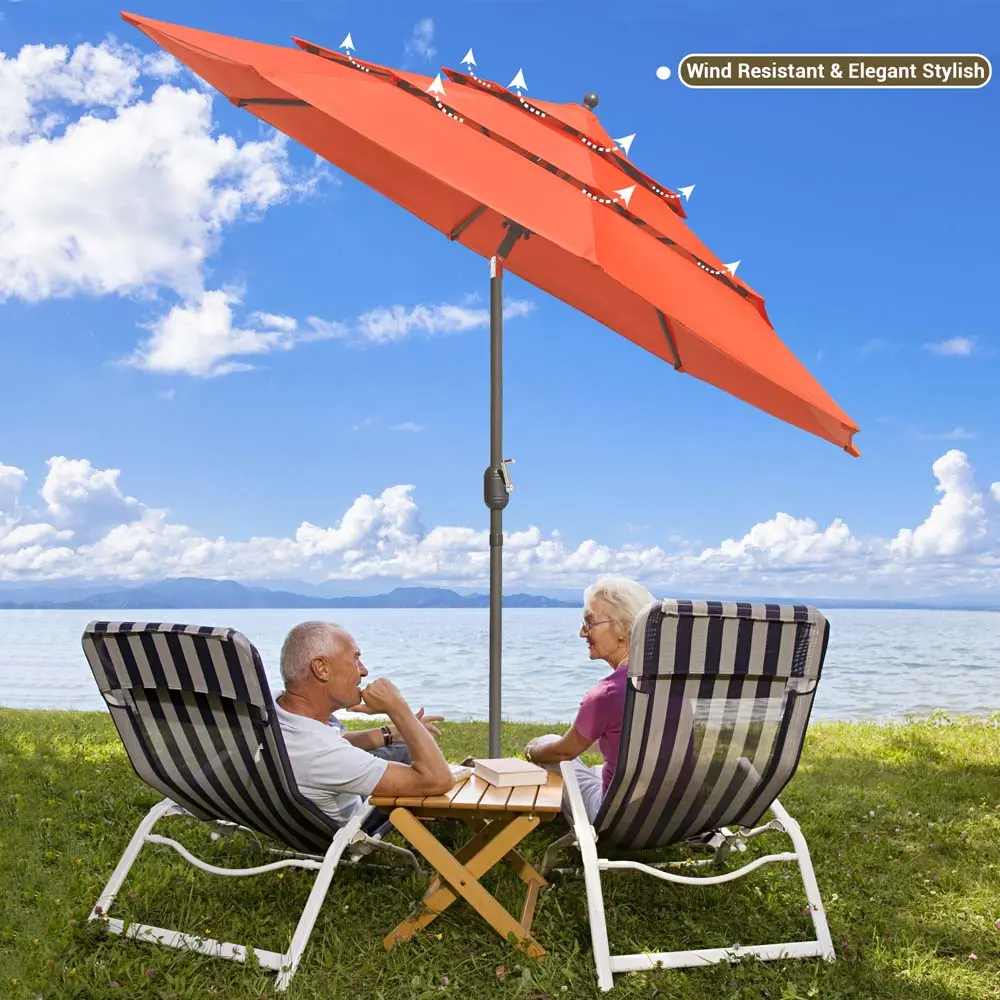 Yescom 10Ft 8-Rib Patio Outdoor Market Umbrella 3-Tiered Tilt 3