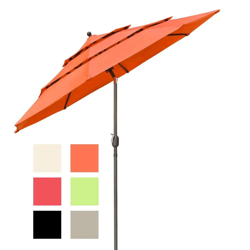 Yescom 10Ft 8-Rib Patio Outdoor Market Umbrella 3-Tiered Tilt 1