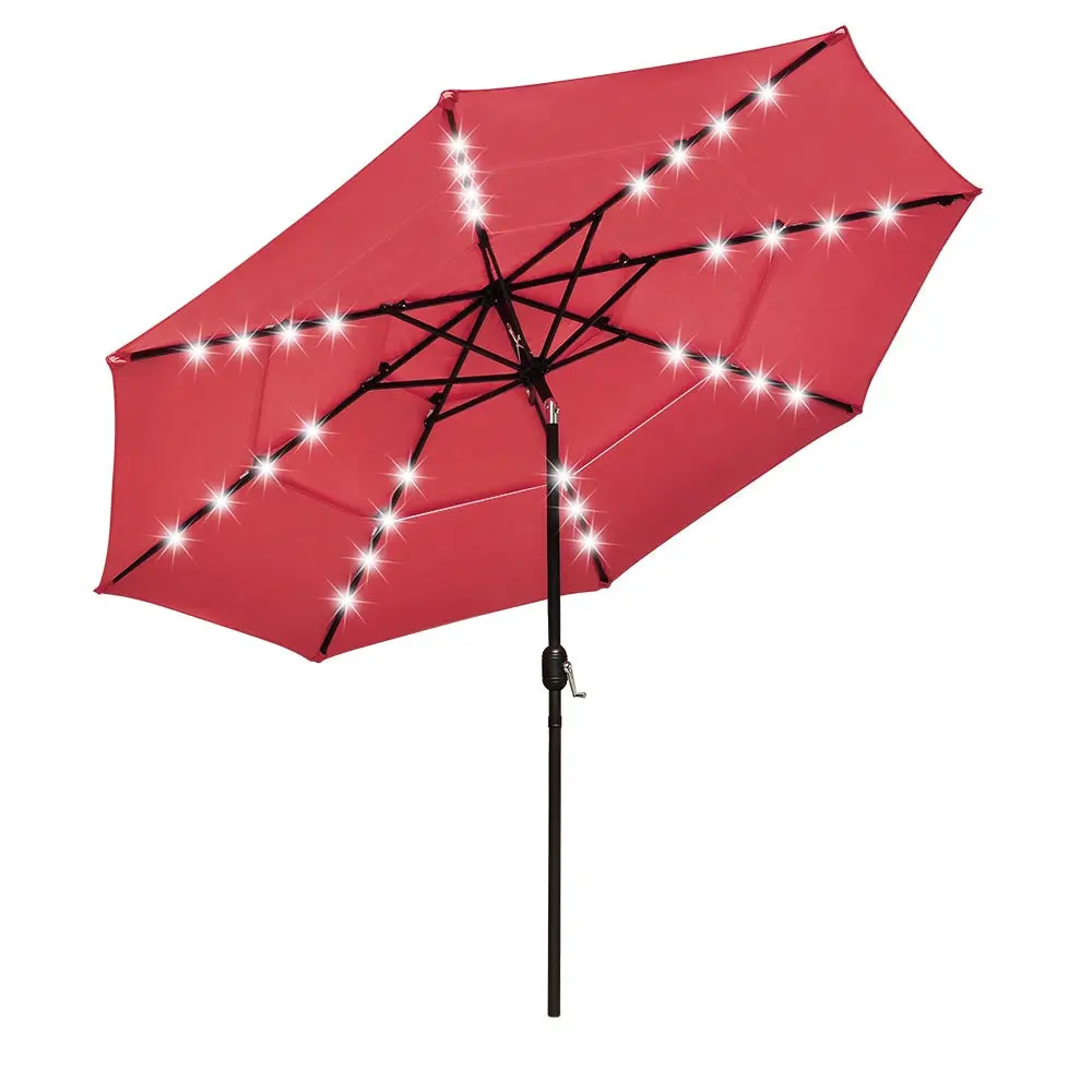 Yescom 10Ft Prelit Umbrella 3-Tiered Patio Umbrella With Lights 4