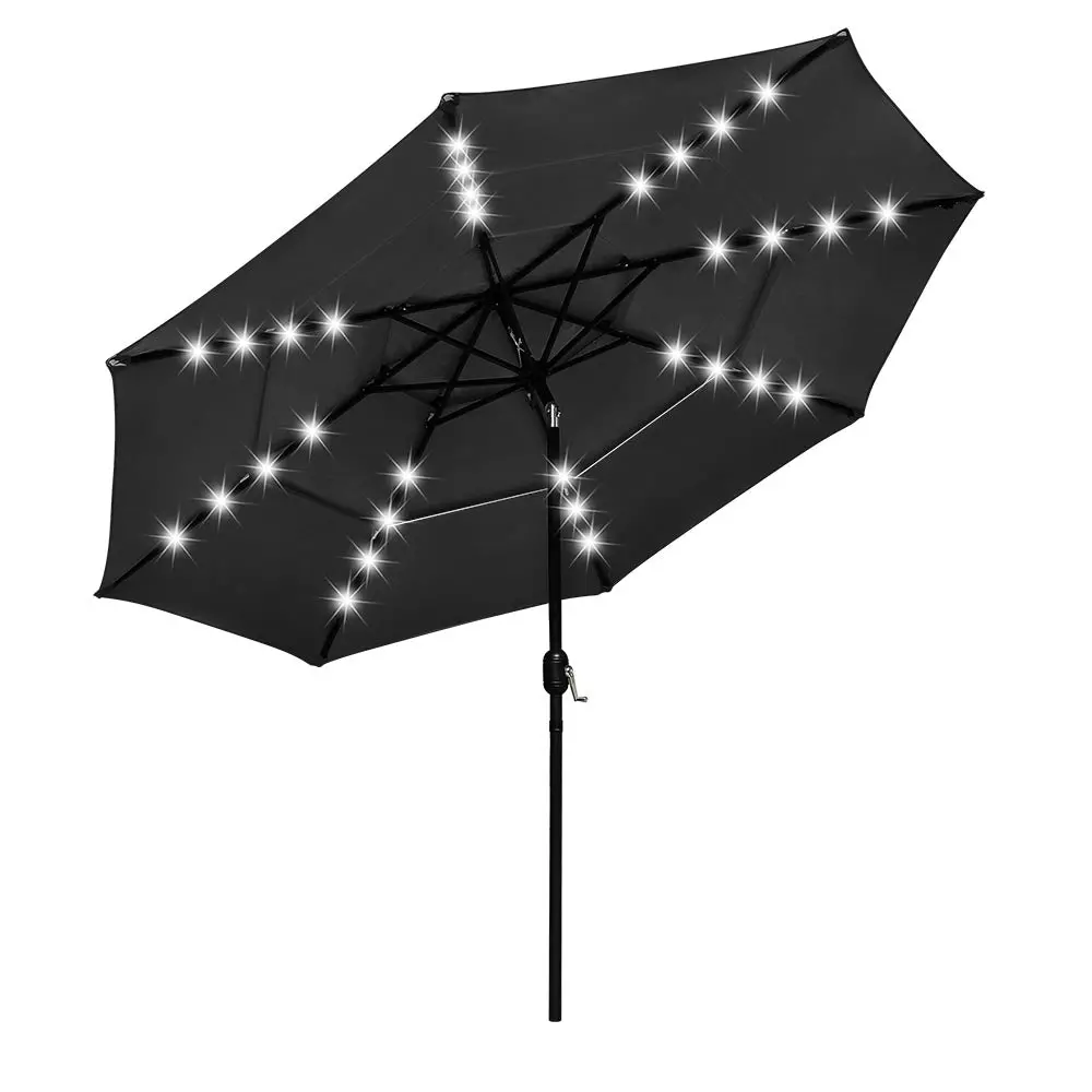 Yescom 10Ft Prelit Umbrella 3-Tiered Patio Umbrella With Lights 3