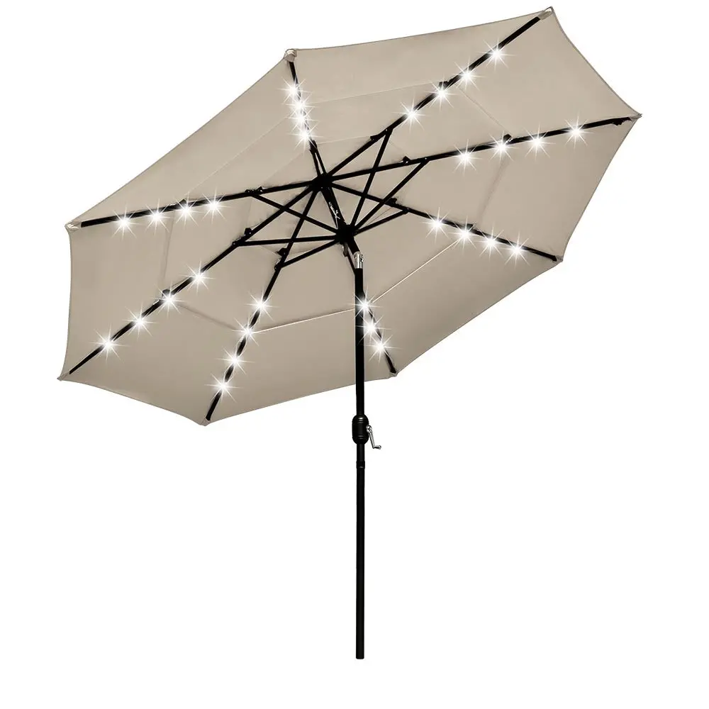 Yescom 10Ft Prelit Umbrella 3-Tiered Patio Umbrella With Lights 2