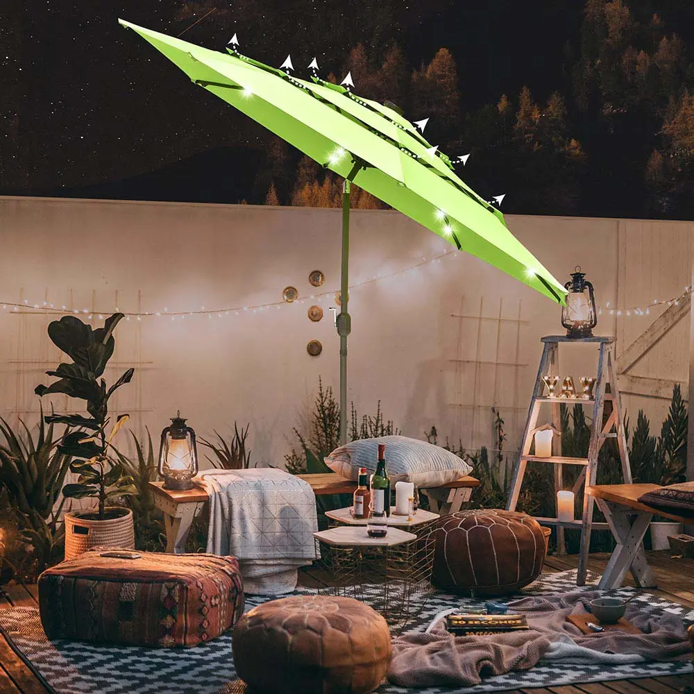 Yescom 10Ft Prelit Umbrella 3-Tiered Patio Umbrella With Lights 3