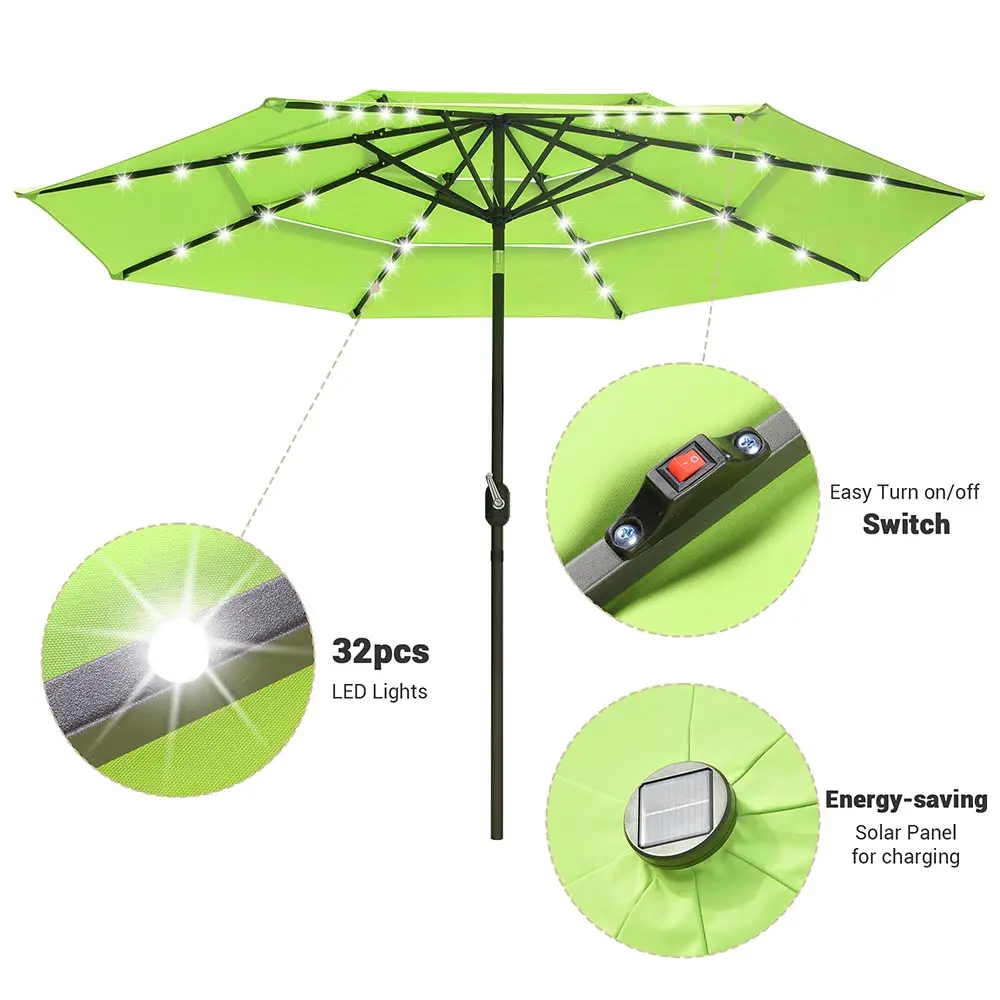 Yescom 10Ft Prelit Umbrella 3-Tiered Patio Umbrella With Lights 2