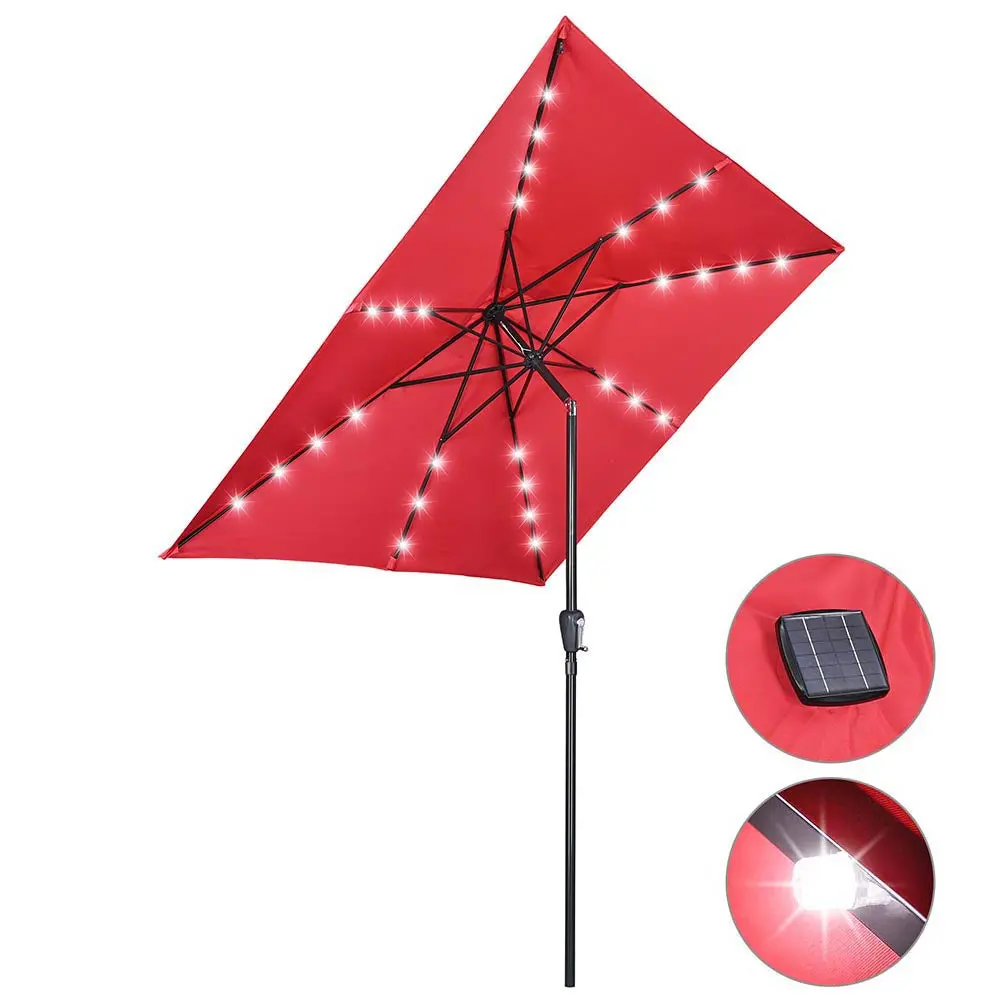 Yescom Prelit Patio Umbrella With Lights Square 9' 8-Rib Red 1
