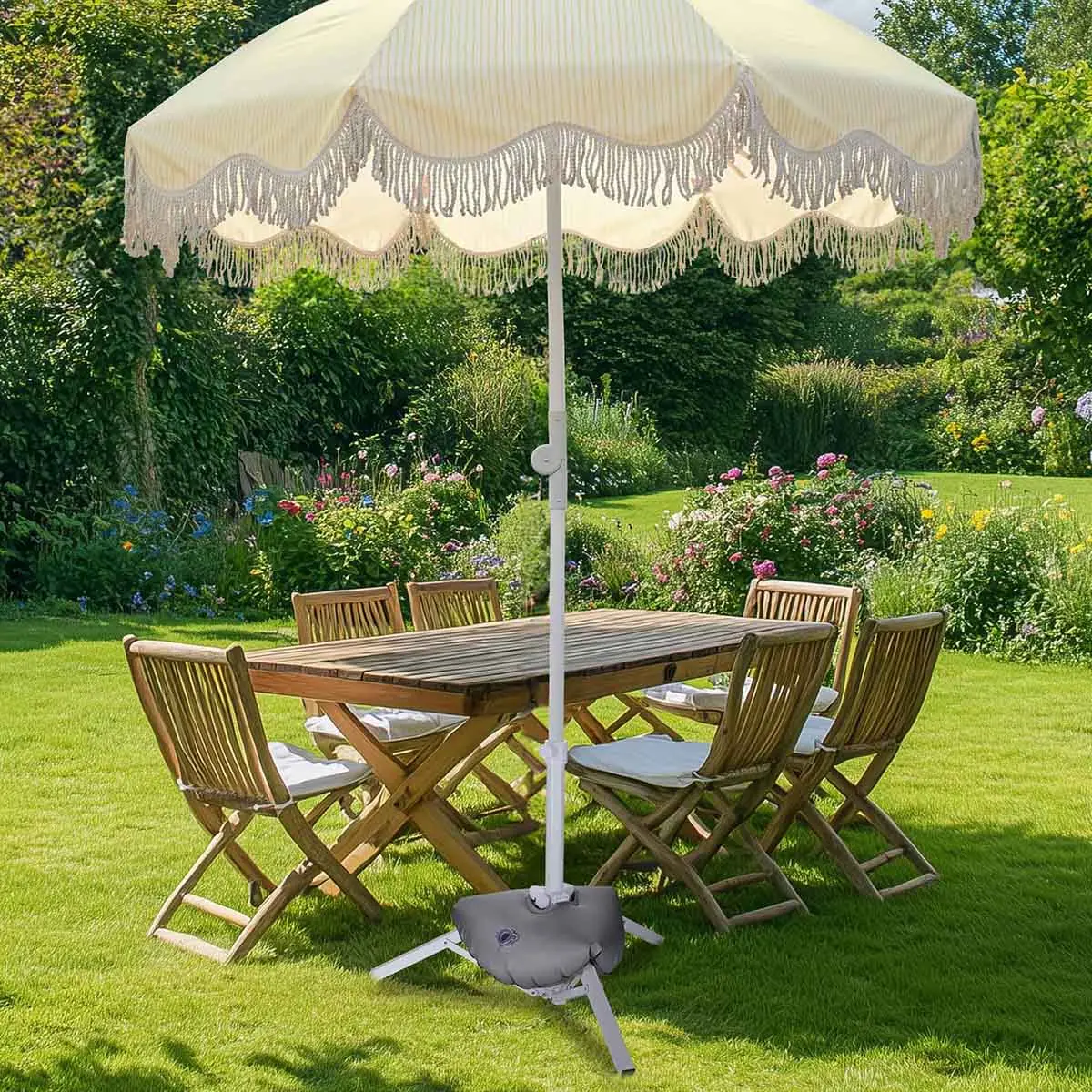Yescom 6Ft Fringe Patio Beach Umbrella With Weighted Base 1