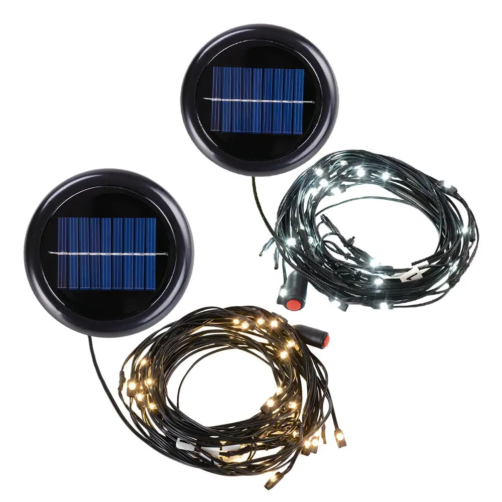 Yescom 8Ft/9Ft 8 Ribs Wooden Patio Umbrella Led String Light Color Opt 1