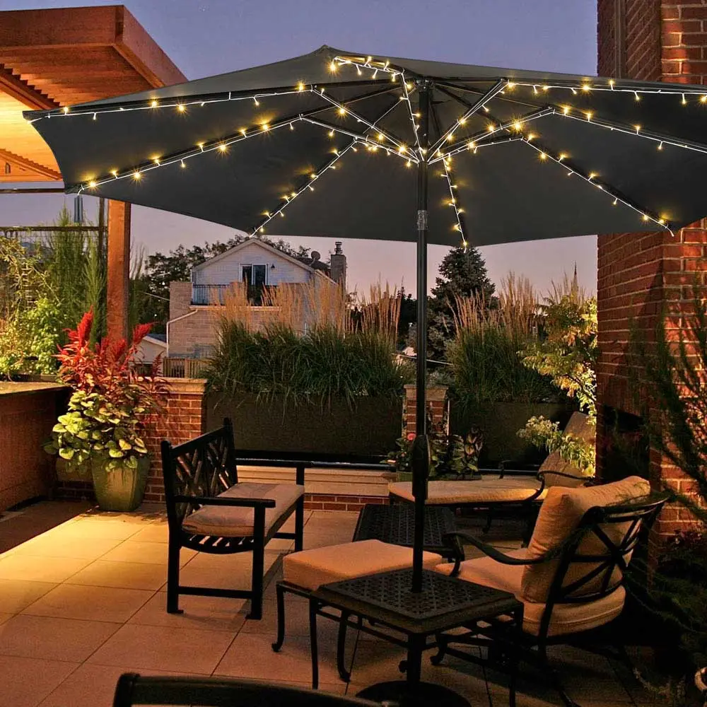 Yescom Solar Umbrella Lights With Remote For 9-10Ft 8-Rib (4.75Ft) 1