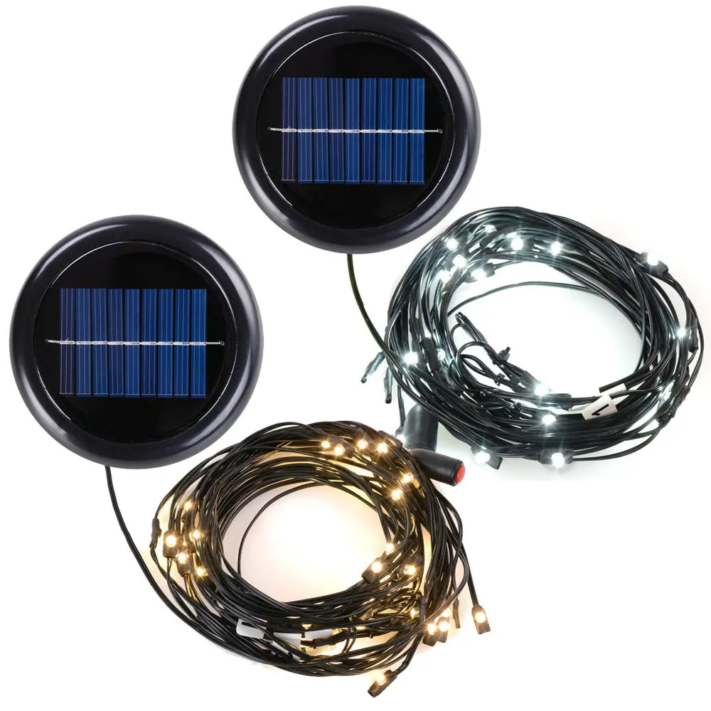Yescom 8Ft/9Ft 6 Ribs Wooden Patio Umbrella Led String Light Color Opt 1