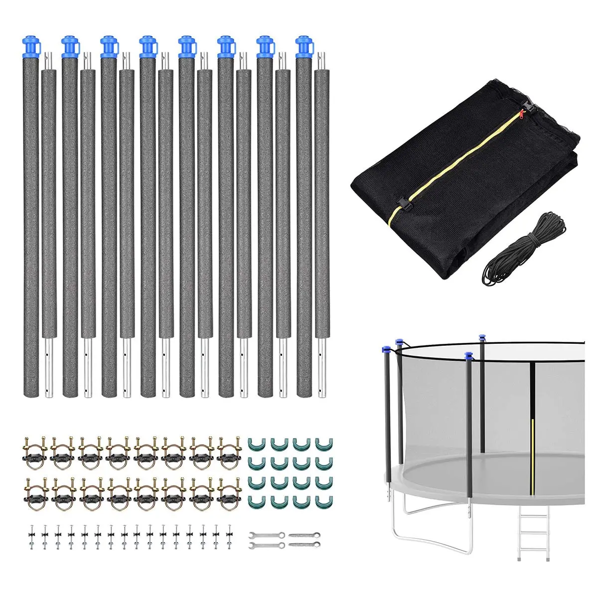 Yescom 15Ft Trampoline Safety Net With 8 Poles 1
