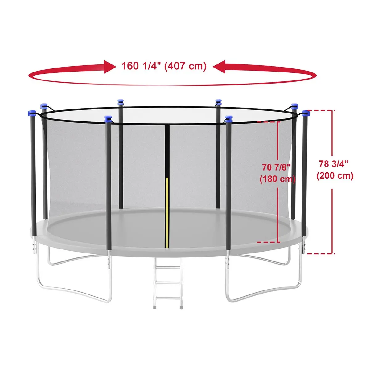 Yescom 15Ft Trampoline Safety Net With 8 Poles 2