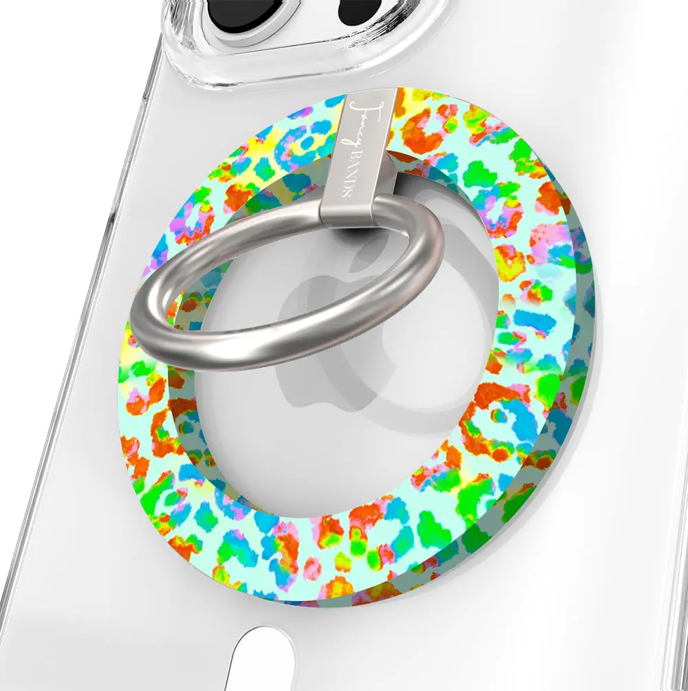 Rainbow Roar Leopard Hold It Fancy Magsafe Grip Ring 1