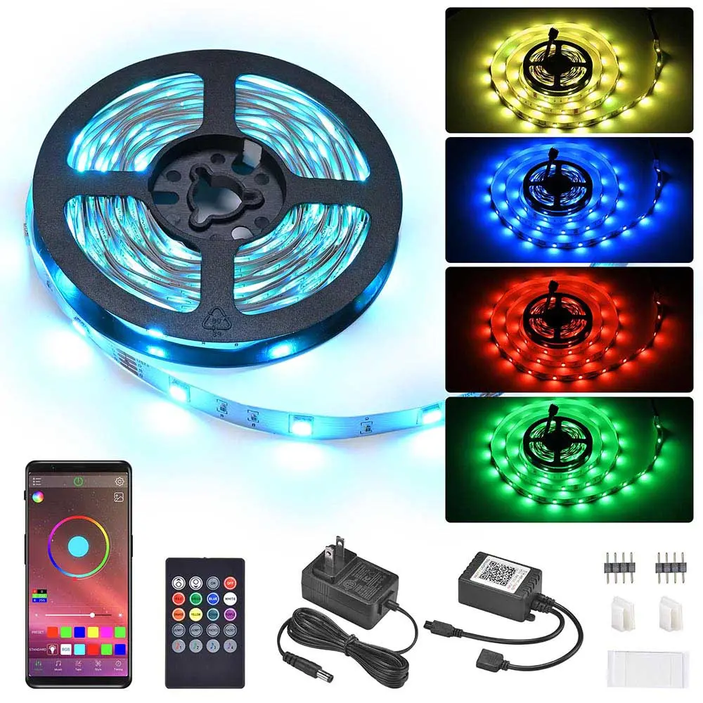 Yescom 16Ft Led Strip Light Bluetooth App Music Remote Multi-Color 1