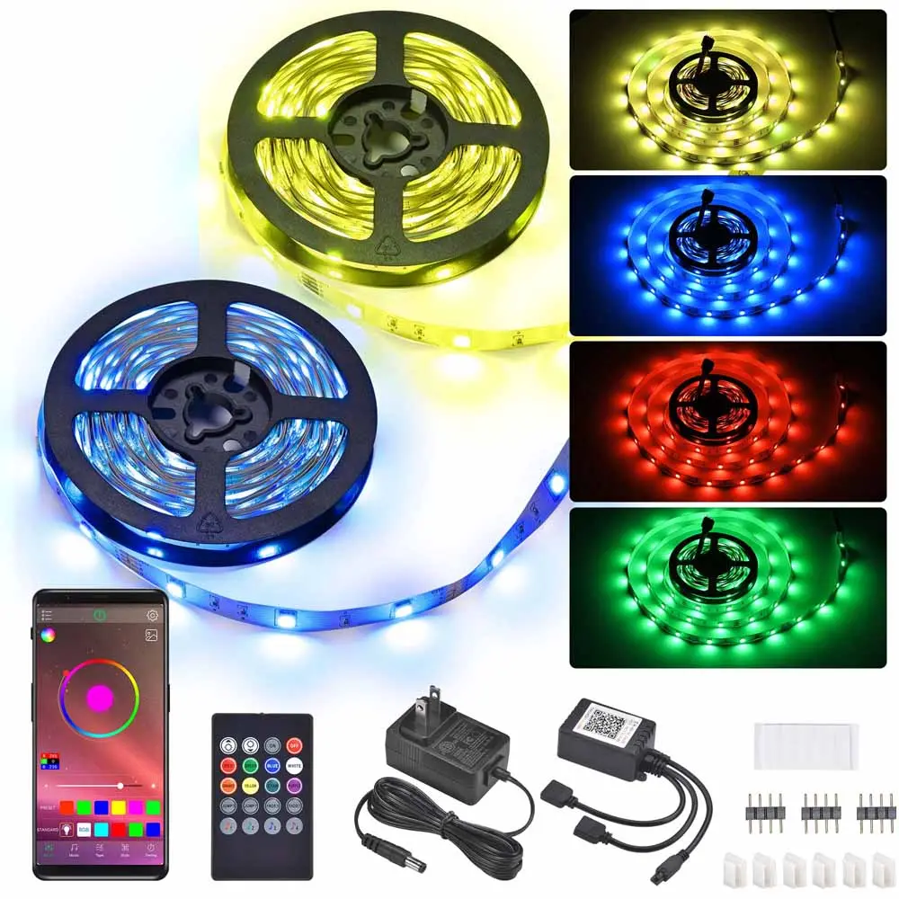 Yescom 32Ft Led Strip Lights Bluetooth App Music Remote Multi-Color 1