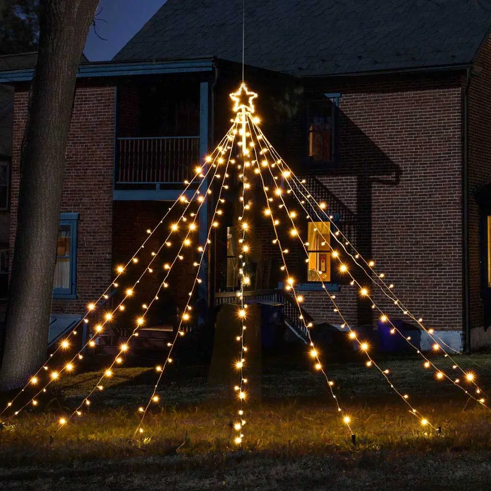 Yescom Christmas Tree Light 9 String Lights With Star & Pole 1