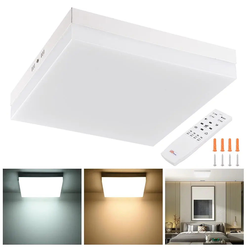 Yescom Kitchen Ceiling Light Square Dimmable Flush Mount W/ Remote 36W 1