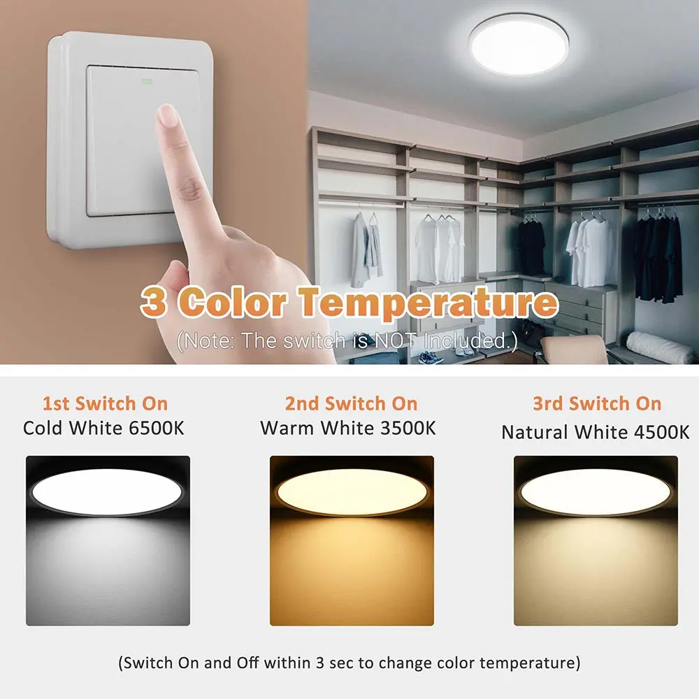 Yescom 2Ct/Pk 32W 16 In. Modern Ceiling Flush Light Dimmable 2