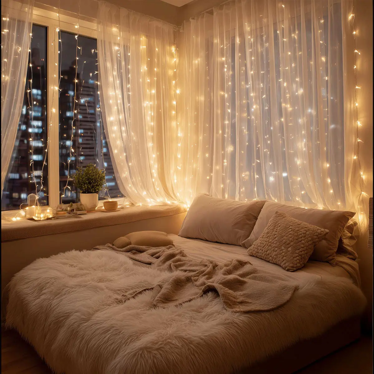 Yescom Curtain Fairy Lights 8-Modes Lights Changing 2