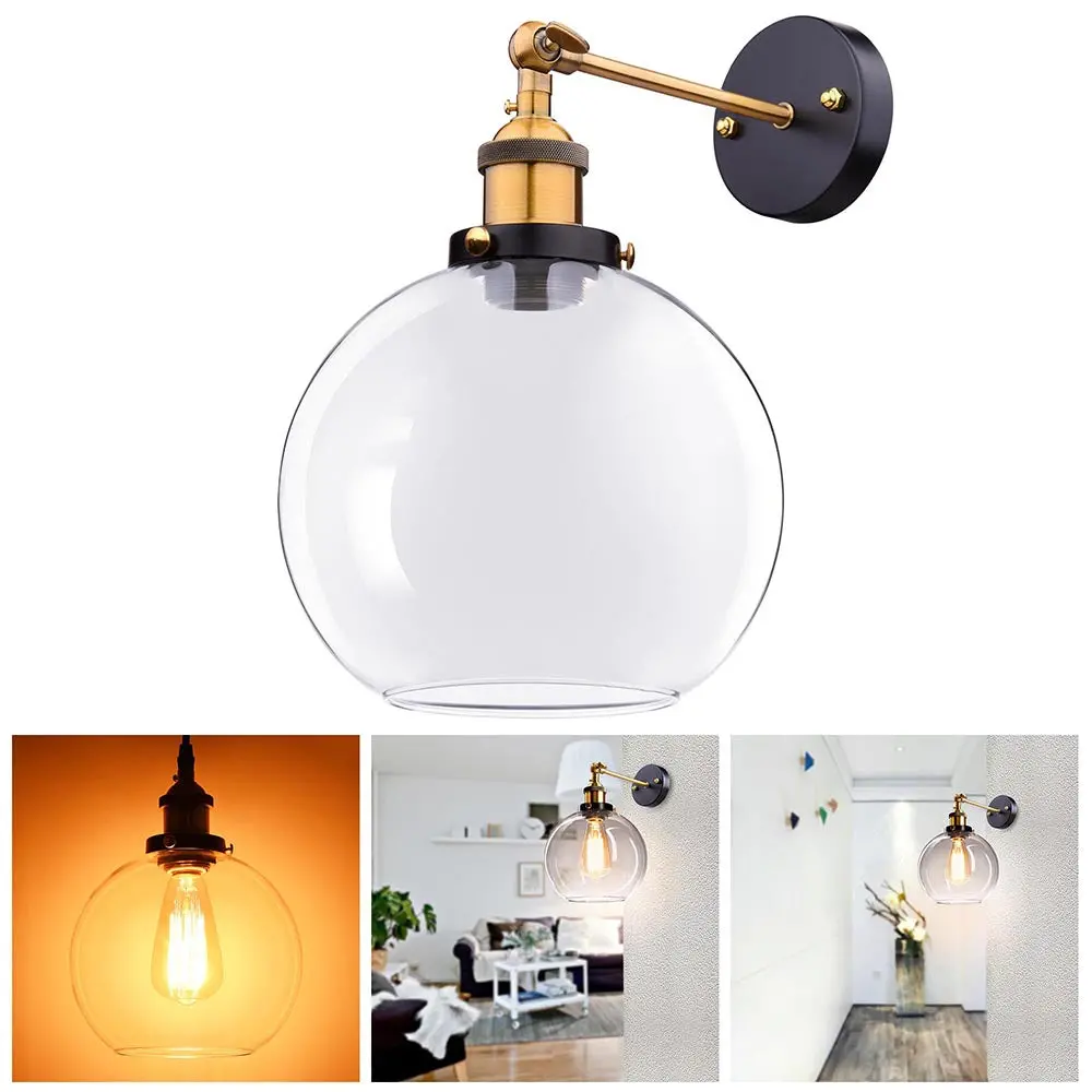 Yescom 8 In Vintage Clear Glass Globe Shade Wall Lamp 1 Light 1