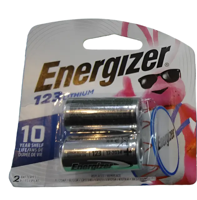 Energizer Cr123a 3V Lithium Button Top Battery(2 Pack) 1