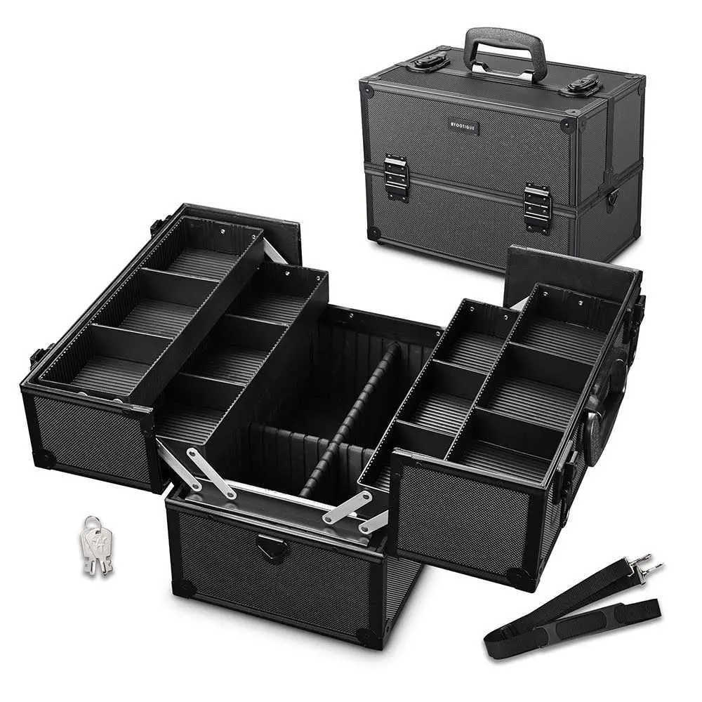 Byootique Aluminum Train Cosmetic Makeup Case Black Portable Abs 1
