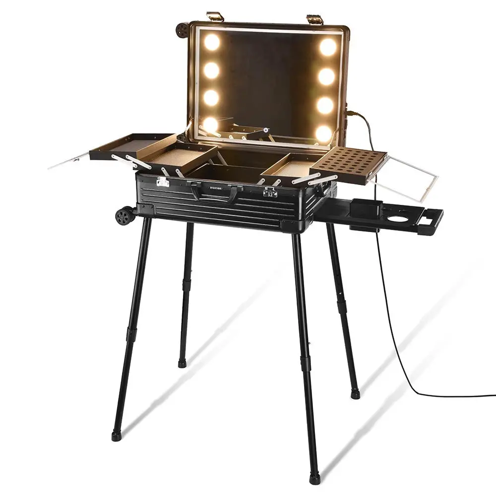 Byootique Rolling Makeup Case With Lighted Mirror & Legs 26 Inch 1