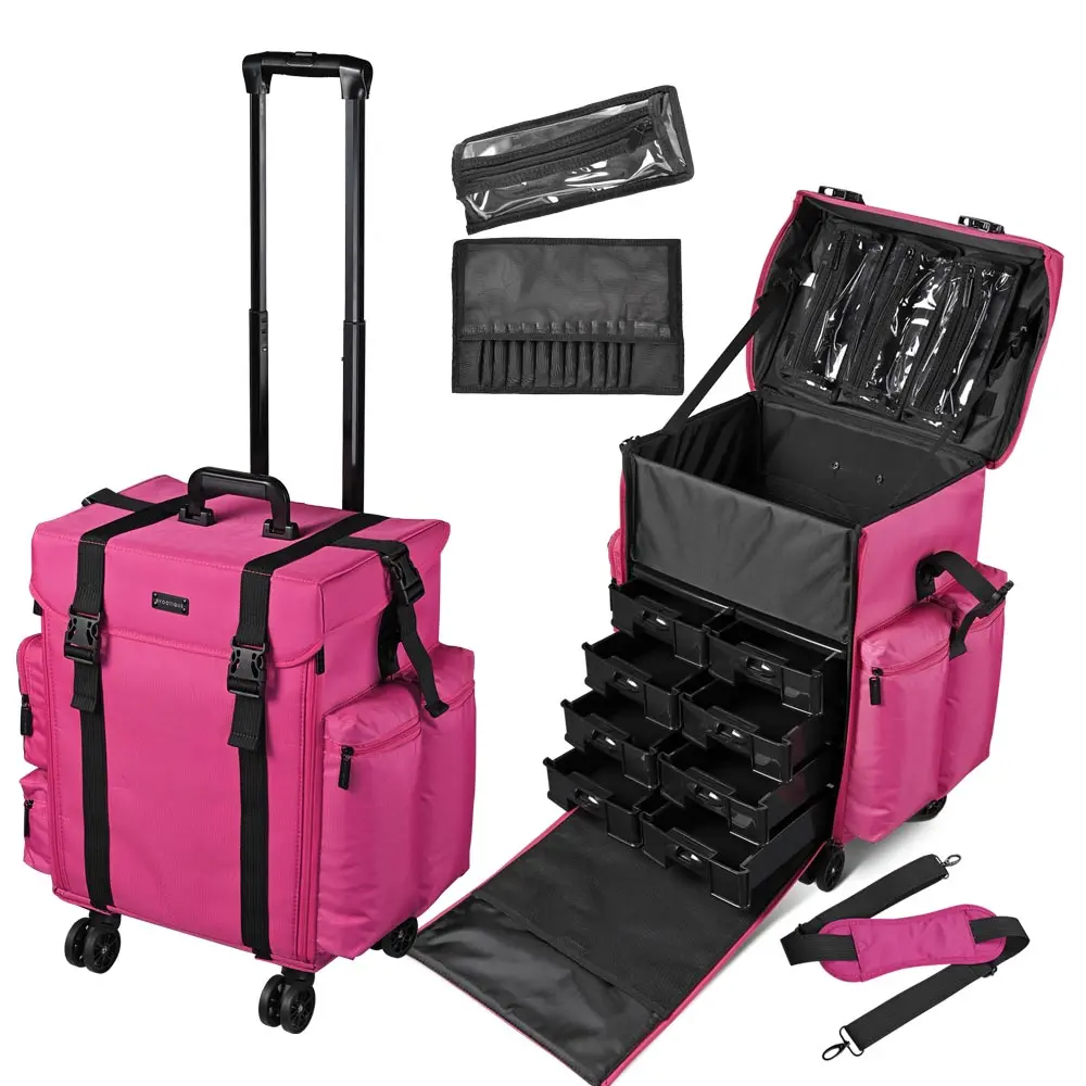 Byootique Rolling Makeup Suitcase With Drawers Nylon 1