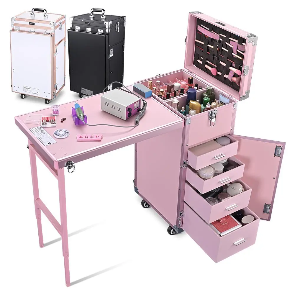 Byootique Nail Table Makeup Station Speaker Drawers Mirror 1