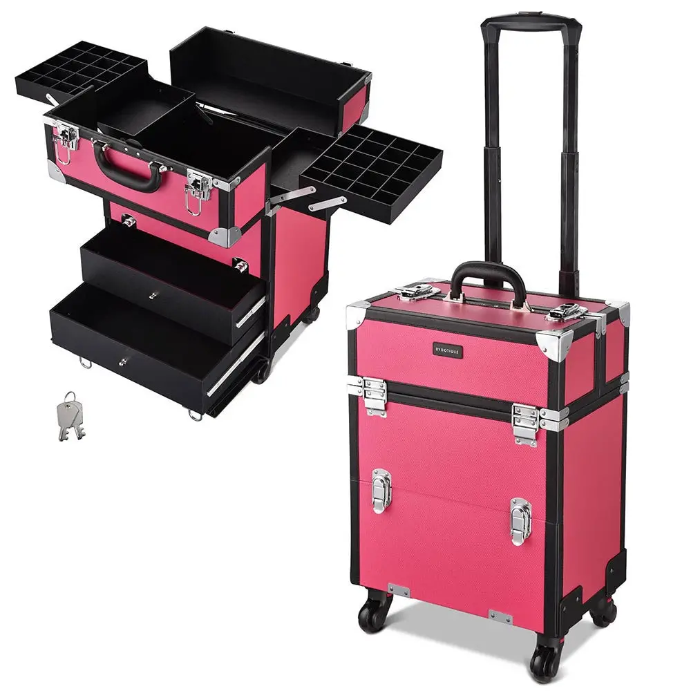 Byootique Artist Rolling Makeup Case With Drawers Lockable 1