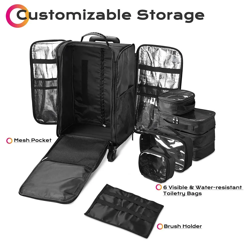 Byootique Rolling Case With Detach Trolley Wheels & Compartments 2