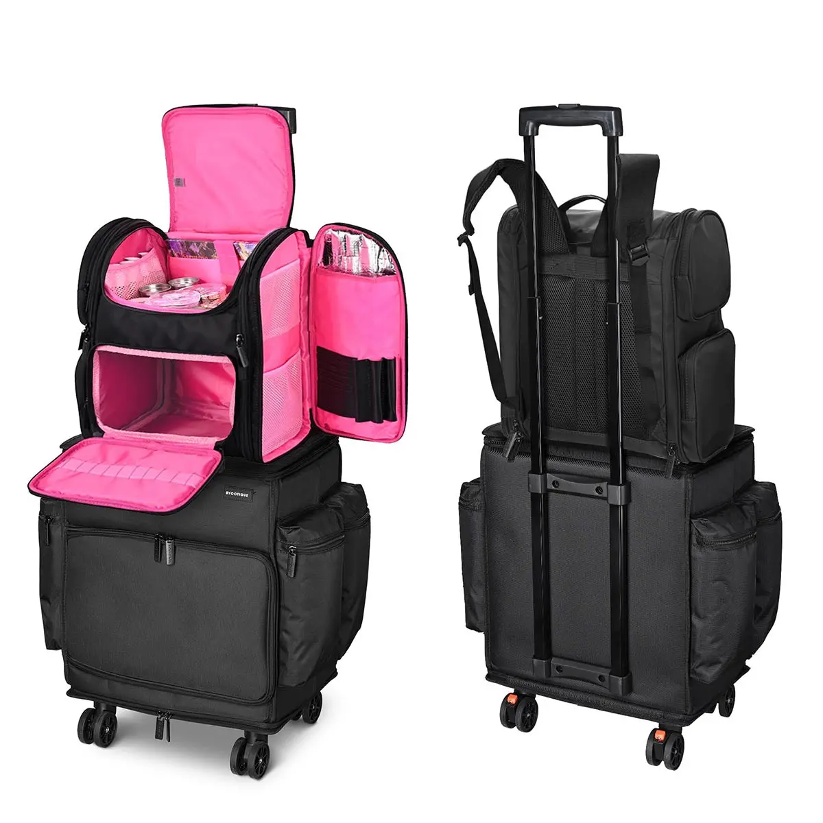 Byootique Hairdresser Nail Tech Rolling Case With Makeup Backpack 1