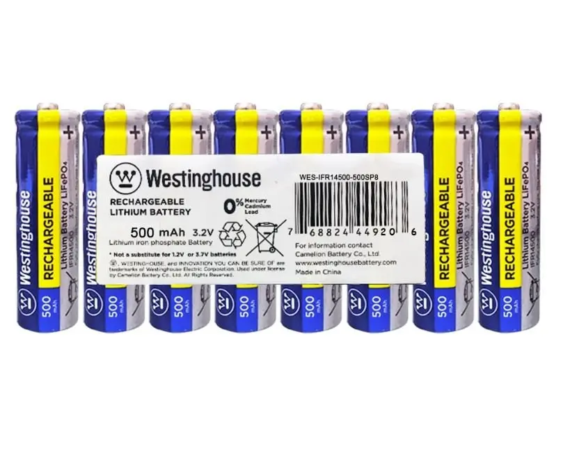 14500 Batteries 3.2V 500Mah Solar Rechargeable 8Pk 1