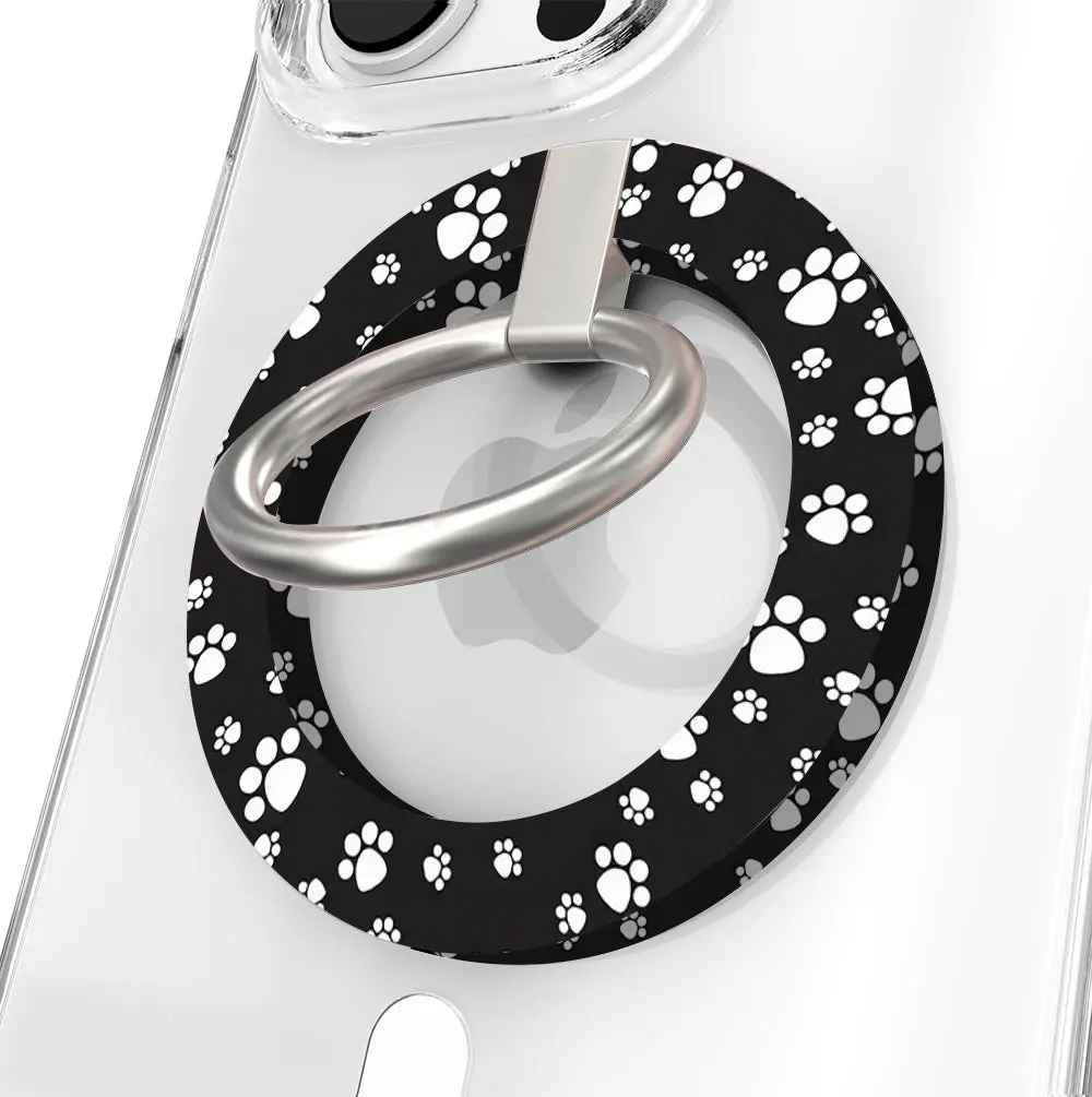Black Paw Print Hold It Fancy Magsafe Grip Ring 1