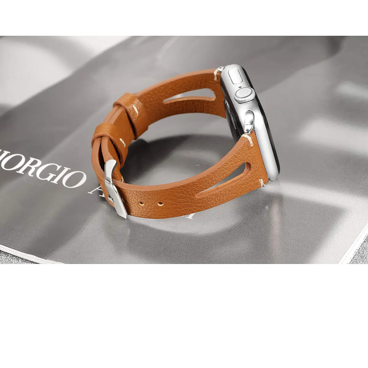 Soft Slim Leather Brown Band For Apple Watch 2