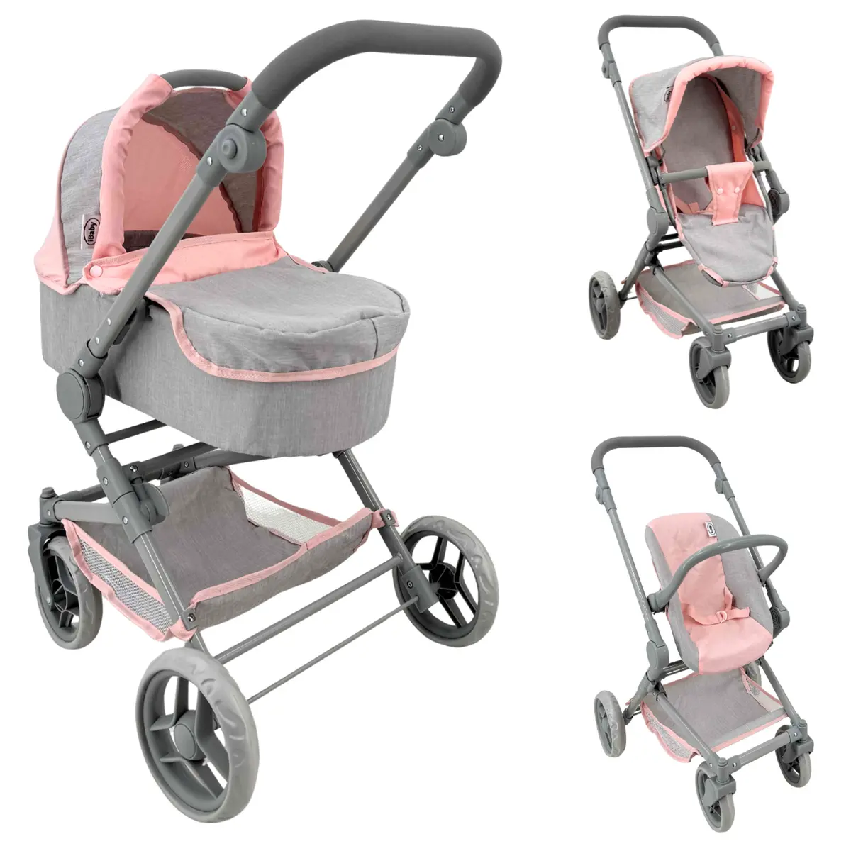 Carriolita De Juguete 3En1 Pink Chiaro Combo Tré Ibaby 1