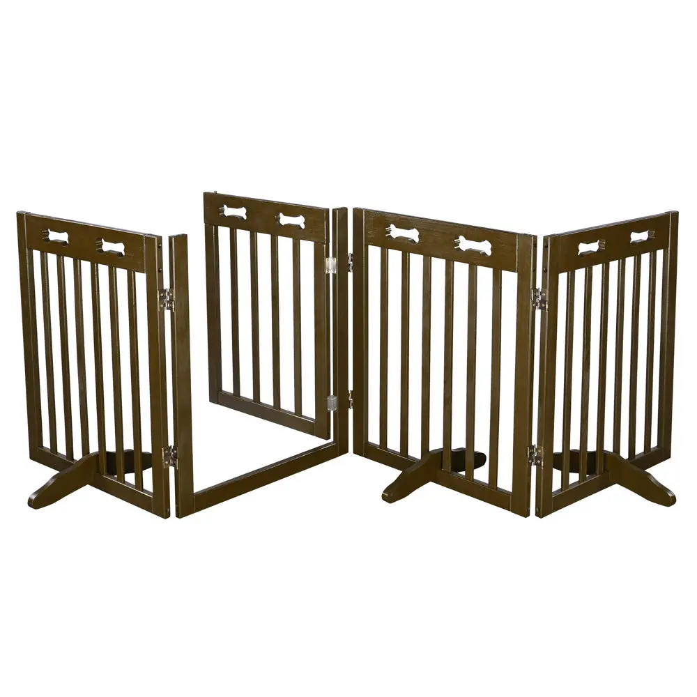 Yescom 4-Panel Folding Wood Pet Gate Crate Baby Barrier 80X24in 1